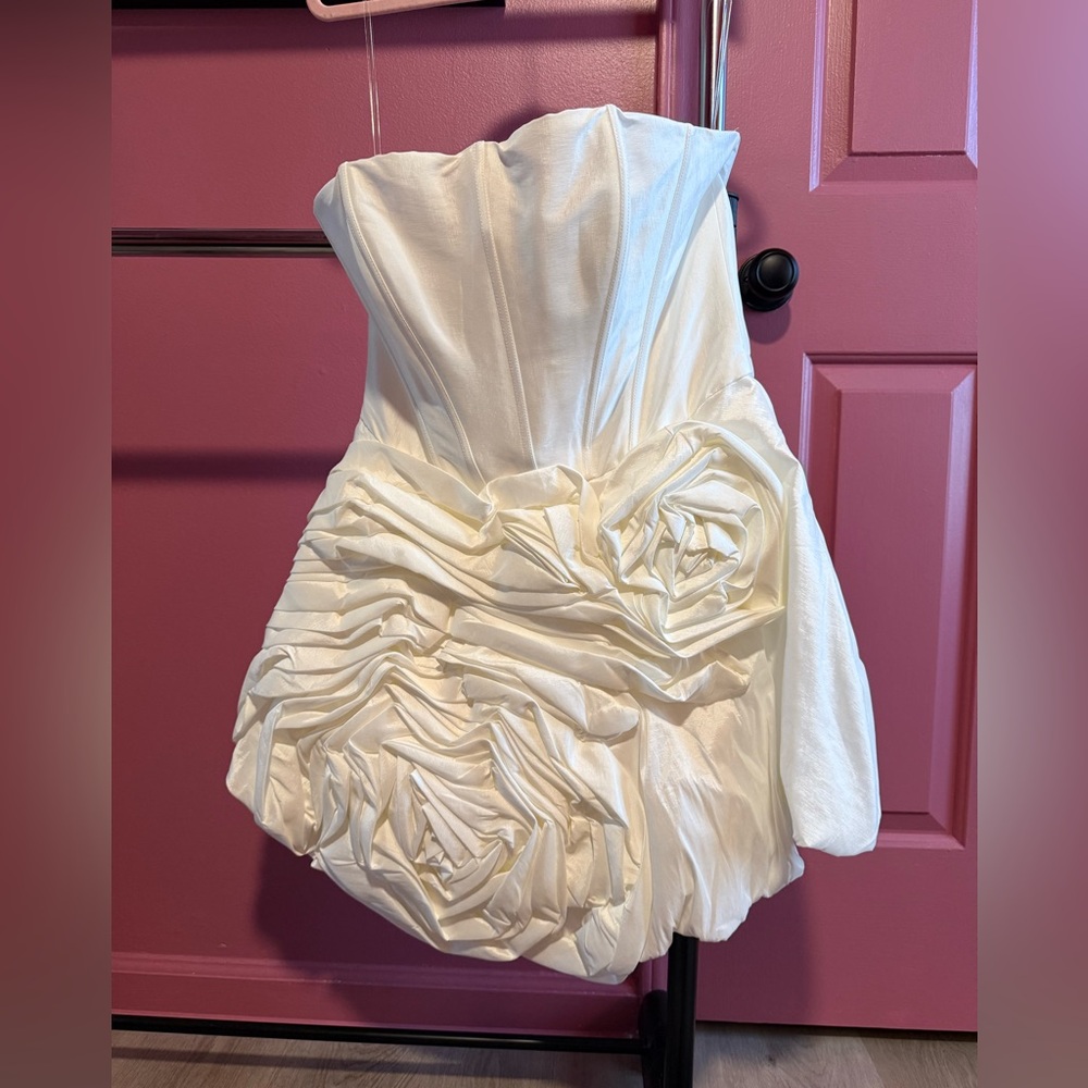 Aurora Taffeta Mini Dress - White